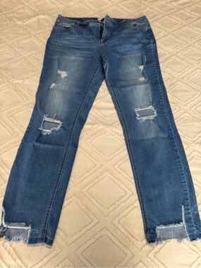 Cato Distressed Dark Blue Straight Leg Jeans